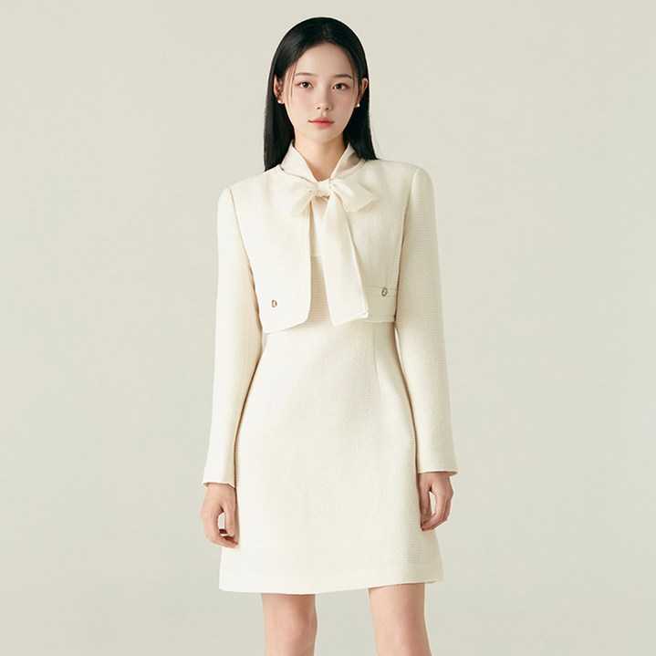 로엠 여성용 자켓형 트위드 미니 원피스