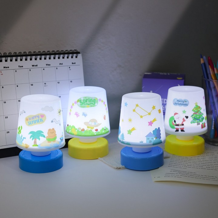 오늘놀이 나만의 LED 미니 스탠드 만들기 2종 택1 DIY 키트 꾸미기 스티커 추가 구매 무드등 선물 KC인증, 1개, 파랑