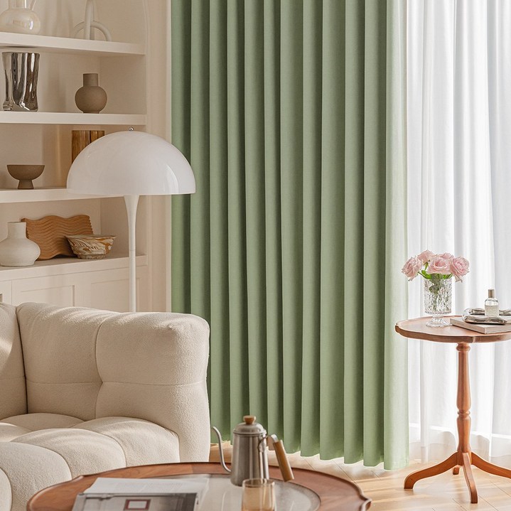 커튼킹 포근한 셰닐 쉐우도암막커튼 거실커텐 호텔식나비주름암막커튼 핀형 창문커튼 2p (일반커튼레일)