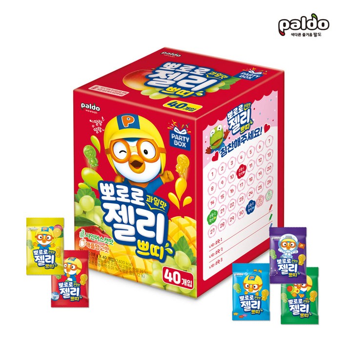 NEW 팔도 신제품 뽀로로 과일맛젤리 쁘띠 1개18gx40개입, 18g, 1개