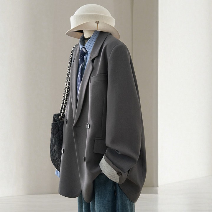 Asure 봄 가을 여성 정장 고급스러움 루즈핏 캐주얼 정장 자켓