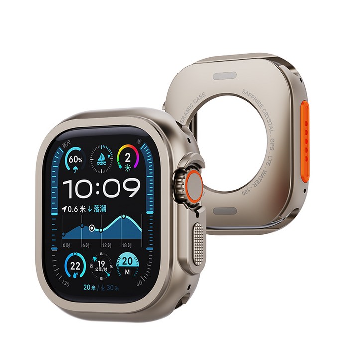 PZOZ 애플워치 호환 메탈 범퍼 케이스 S1110987654 외관을 Ultra123 외관으로 바꿉니다, 티타늄골드, 1개