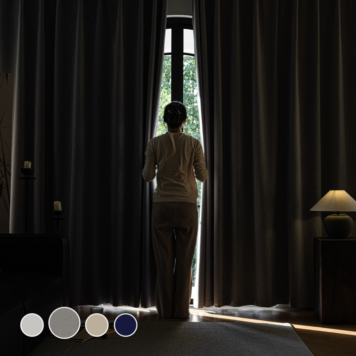 [1+1] HOMEY NEST 밝은색상 99.99% 빛차단 암막커튼 호텔식 방풍 암막 린넨커텐 아일렛형