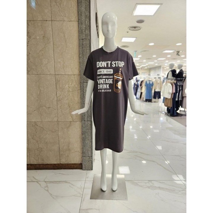 [밸리걸] 옆트임 스판 프린트 박시 원피스 (813860)