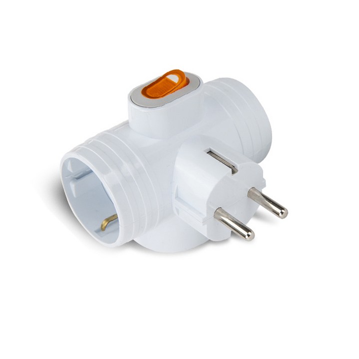 디데이마트 대기전력 차단 T형 사각3구 멀티 콘센트 안전 사각3구 절전 스위치달린 멀티탭 콘센트 돼지코 T자형콘센트 전기절약 티자형, 1개, 백