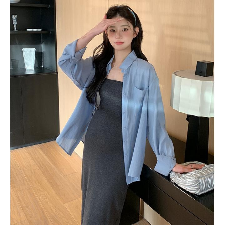 스타일 패셔너블한 게으른 스타일 긴팔 선크림 셔츠