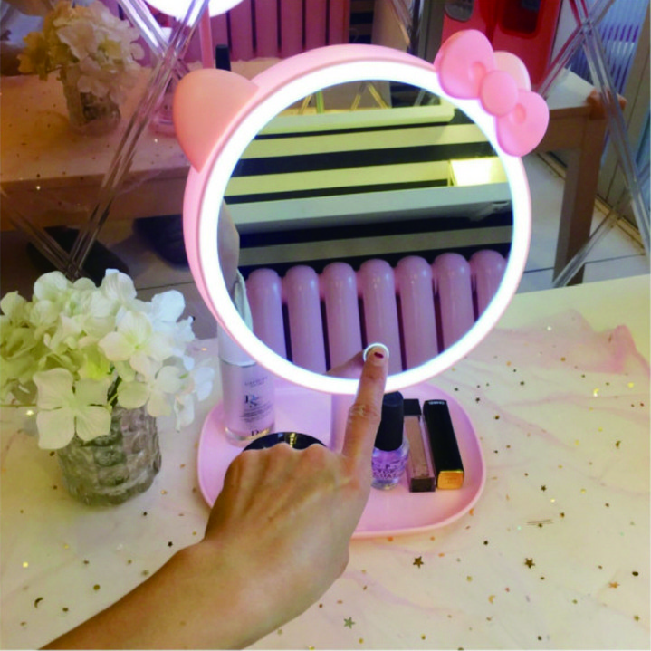 led 조명 거울 탁상용 화장대 메이크업 고양이 거울 도미노스토리