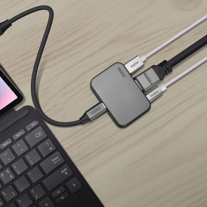 이메이션 3in1 케이블 분리형 USB-C 3포트 멀티포트 허브, HDMI 4K 60Hz 지원, 덱스지원, 아이폰미러링 IMHU100