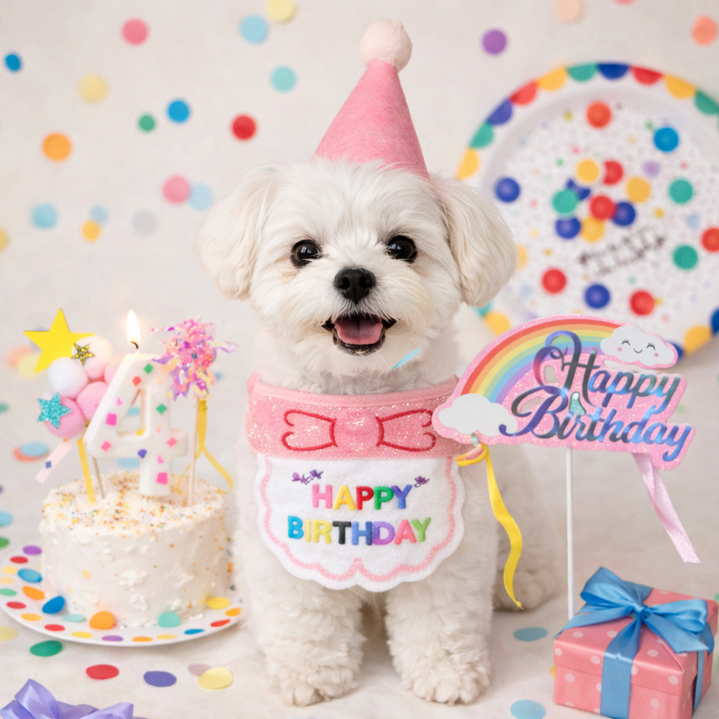 멍담 강아지 생일파티 용품 5종 세트 숫자초