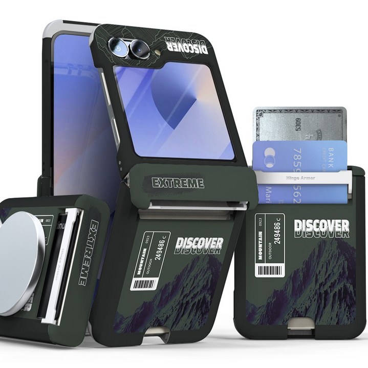 이디즌 갤럭시 Z플립 케이스 힌지보호 카드 수납 맥세이프 지원 자석 내장 충격방지 범퍼 일러스트 힌지아머 플립 7 6 5