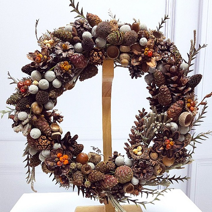 생화 솔방울 드라이플라워 리스대형꽃다발인테리어개업선물