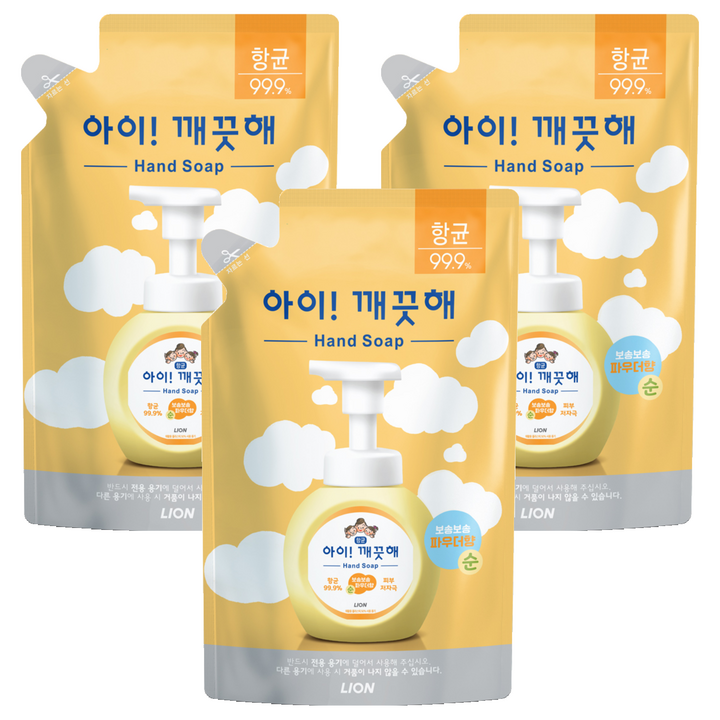 아이깨끗해 핸드워시 파우더향 리필, 450ml, 3개