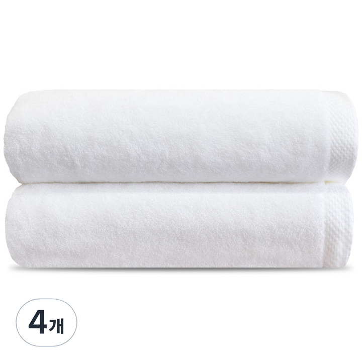 쥬련제작소 호텔 대형 바스타월 450g 40수 면사, 4개, 화이트