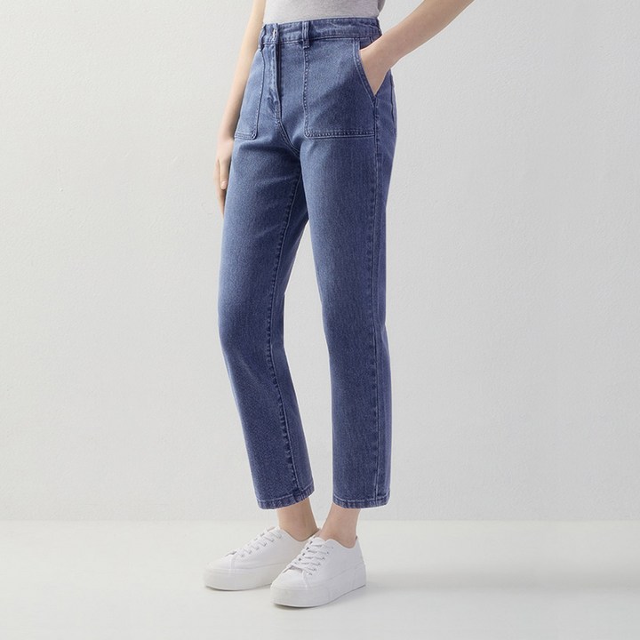 쉬즈미스 여성용 백 밴딩 포켓 데님 팬츠 SSMSLO12040