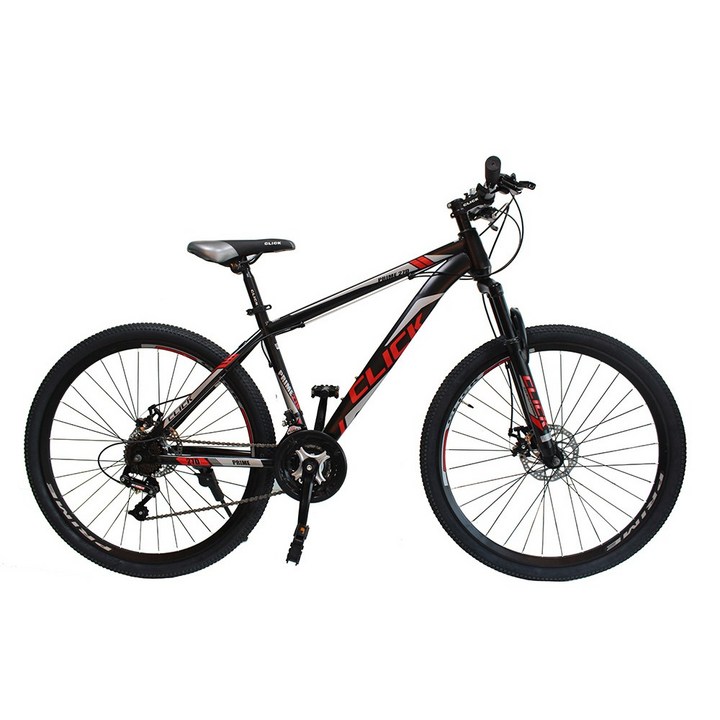 클릭 기계식디스크브레이크 MTB 자전거 프라임27.5D 시마노21단 입문용 미조립, 1개, 블랙레드, 180cm