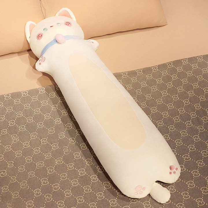 유판 대형 바디필로우 귀여운 고양이 바디필로우 롱쿠션, A 화이트