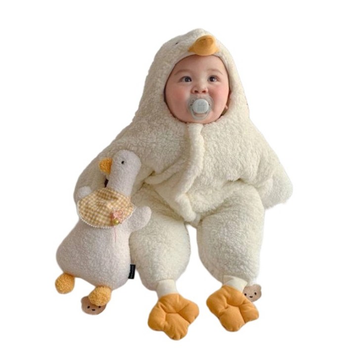 블루독베이비 하방방 아기 신생아 뽀글이 귀여운 오리우주복