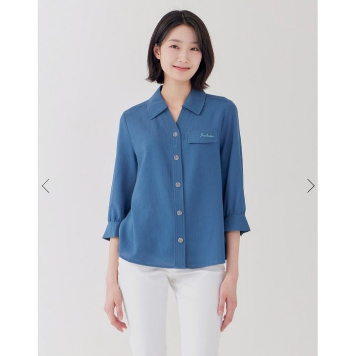 [지센창원]여성 린넨라이크 Y넥카라 블라우스 2색 LFWSP307