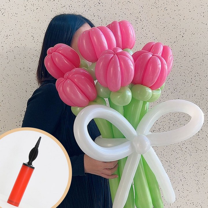 365잇템 DIY 튤립 풍선꽃다발+손펌프, 1개, 핑크