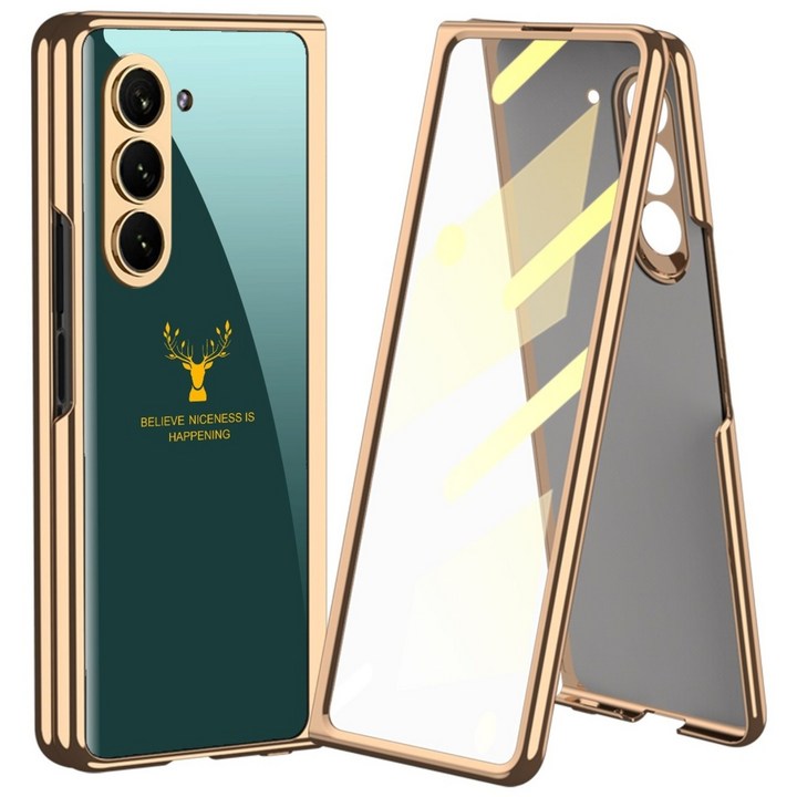 갤럭시 z폴드 5432 케이스 액정커버형 대리석 강화유리 케이스