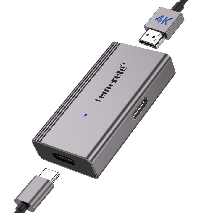 Lemorele HDMI에서 Type-C 어댑터까지 최대 4K 60Hz 노트북, 게임 콘솔, DVD 및 기타 장치를 AR 글래스 또는 디스플레이에 연결하는 데 적합합니다, 1개, LD48L