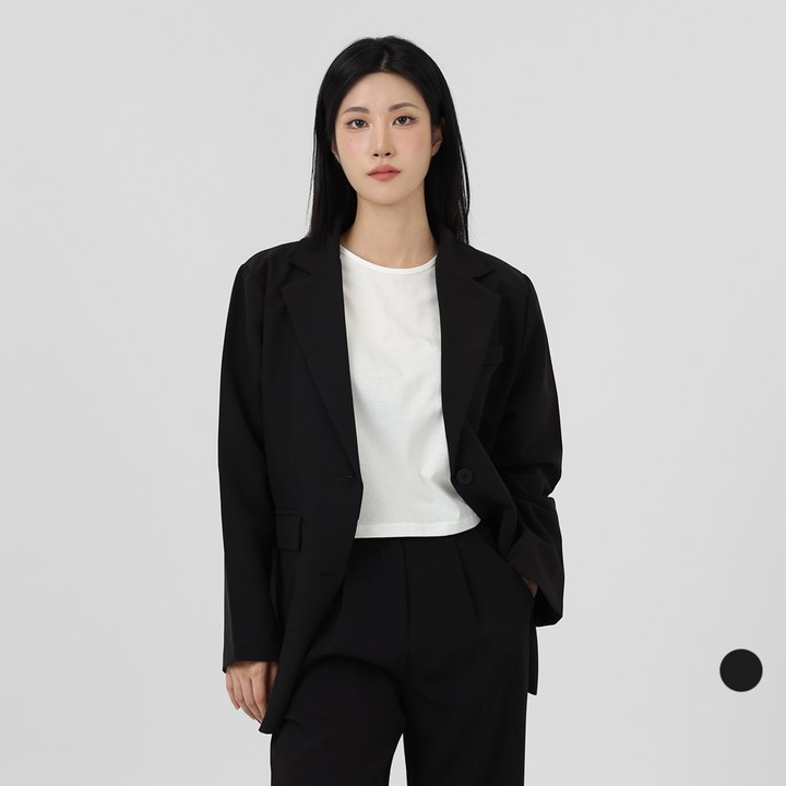 VINIVIDI 여성 베이직 심플 무지 카라 레이어드 오버핏 긴팔 아우터 간절기 데일리 싱글 자켓 VINIVIDI 여성 베이직 심플 무지 카라 레이어드 오버핏 긴팔 아우터 간절기 데일리 싱글 자켓