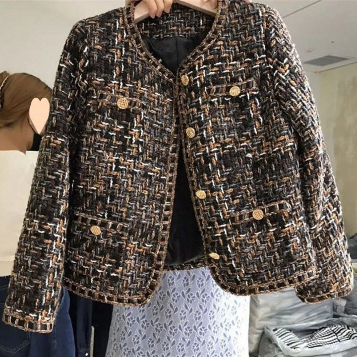 프렌치 명원 빈티지 트위드 봄 여름 신상 우븐 코트 어쿠아리움 소재 코트 프렌치 빈티지 트위드 디자인 분위기 향기 요소 쇼트 여름 가을 코디 계절