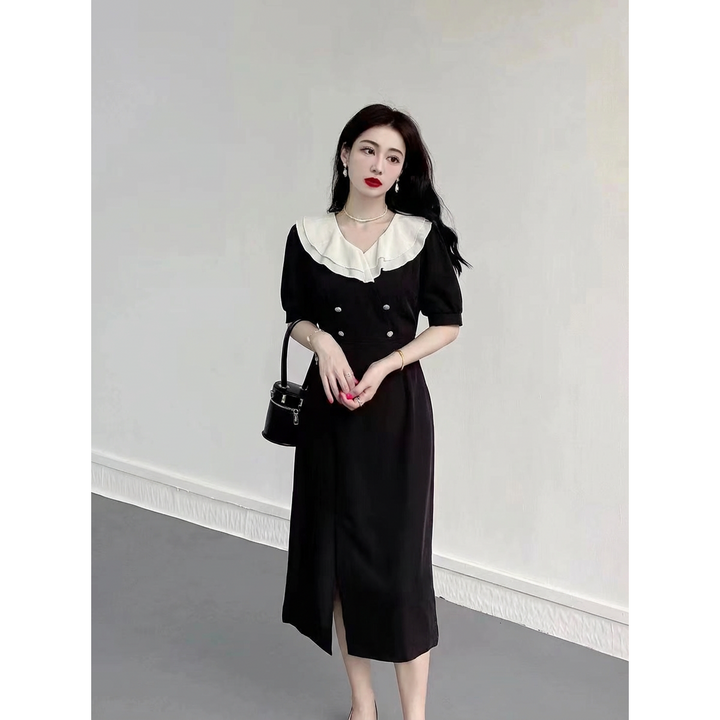 ANYOU 여름여성원피스데 일리룩긴팔원피스 리본 빅사이즈원피스 편안하객룩 블랙오피스룩