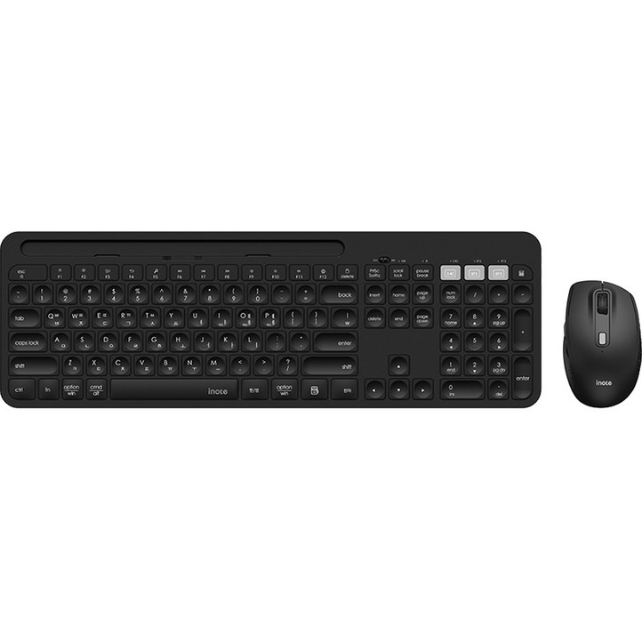 아이노트 멀티페어링 무선 블루투스 키보드  마우스 세트, KM680RB, 블랙, 일반형
