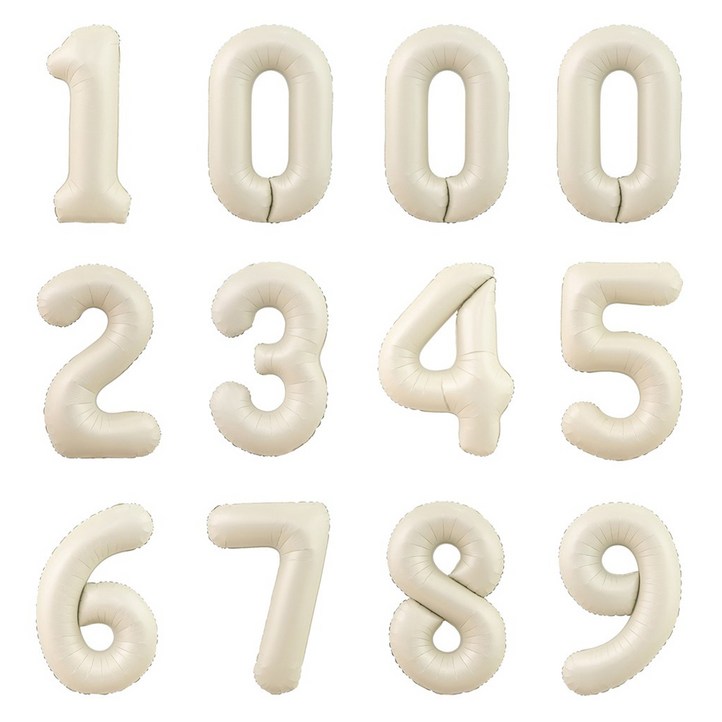 파티아일랜드 숫자 호일 풍선 12p 세트 80cm, 크림, 1세트