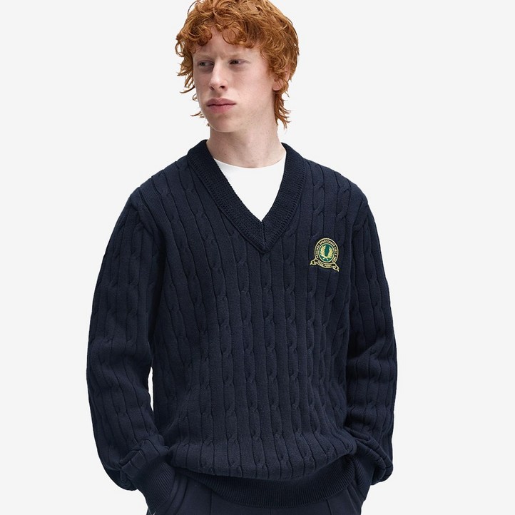 프레드페리 남성용 테니스 뱃지 케이블 니트 K1531