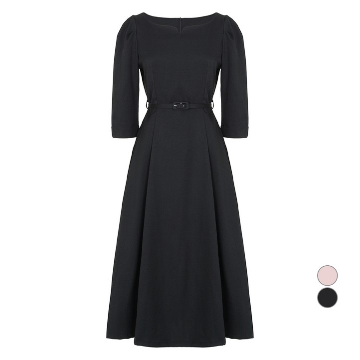 에이비에프지 여성용 7부 페미닌 벨티드 플레어 원피스 AFZ3MO31A