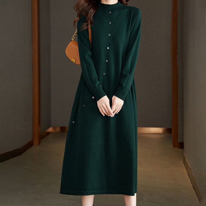 아뗄릭 리리오 빅사이즈 버튼 니트 롱 원피스 11142