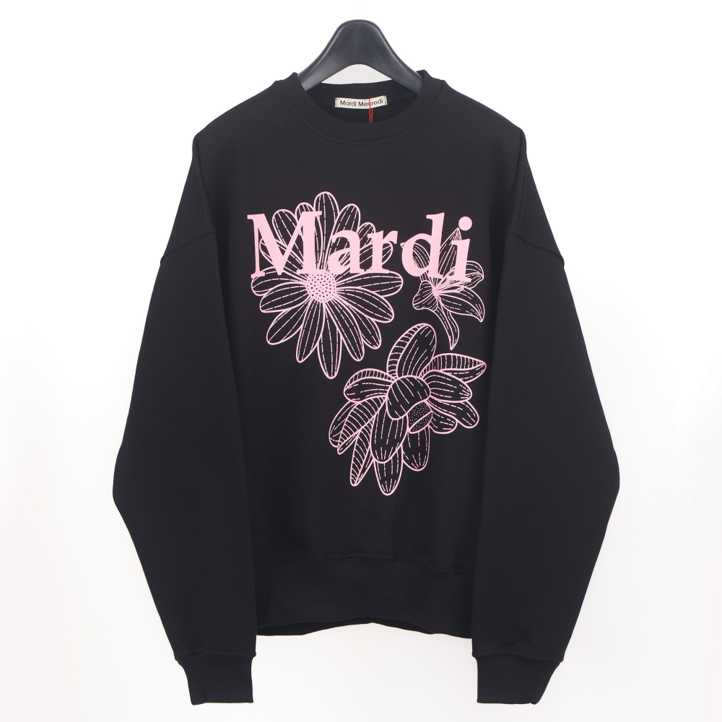 마르디메크르디 맨투맨 트리플 플라워 여성 긴팔 티셔츠 오버핏 블랙핑크