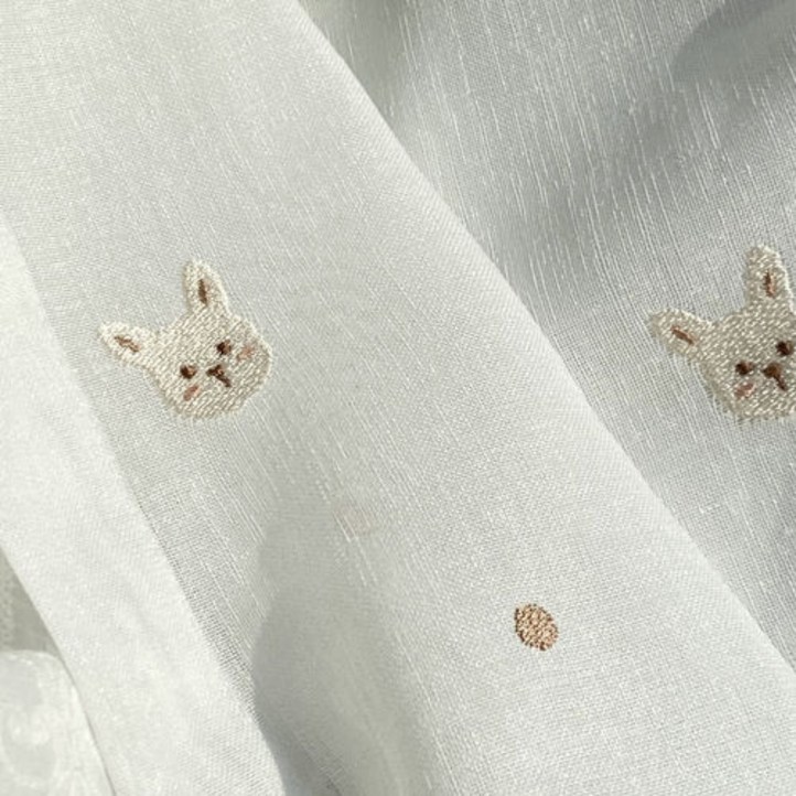 베어래빗 곰 토끼 자수 귀여운 아이방 맞춤제작 화이트 얇은 속커튼 베어래빗 곰 토끼 자수 귀여운 아이방 맞춤제작 화이트 얇은 속커튼
