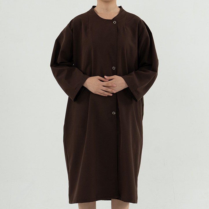 지앤그린 미용실 미용 병원 손님 고객 가운 3color 샤틴 스냅 가운, 1개, 브라운
