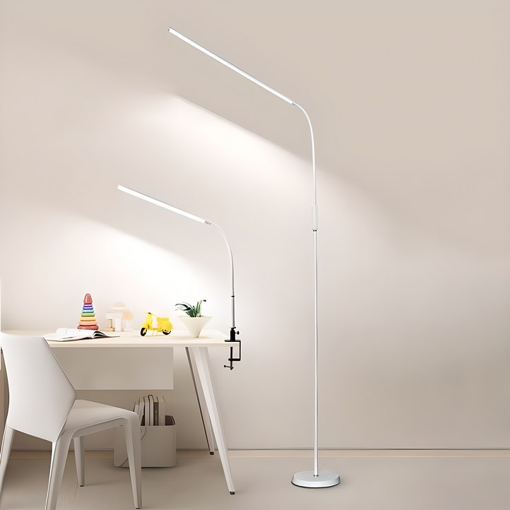 ALLILIO 거실 LED 플로어램프 집게 책상 스탠드  밝기, 색온도 조절 가능 블루라이트 차단 시력보호  스탠드클램프식 겸용 12W