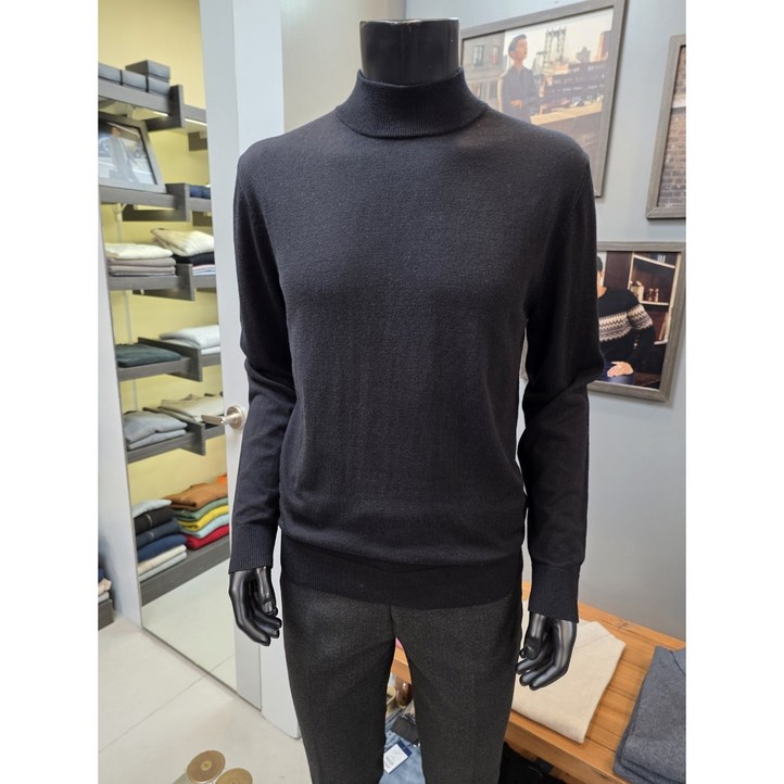 바쏘옴므 블랙 캐시미어 블렌드 남자 반폴라 모크넥 니트 WSZ4WN01A 3990