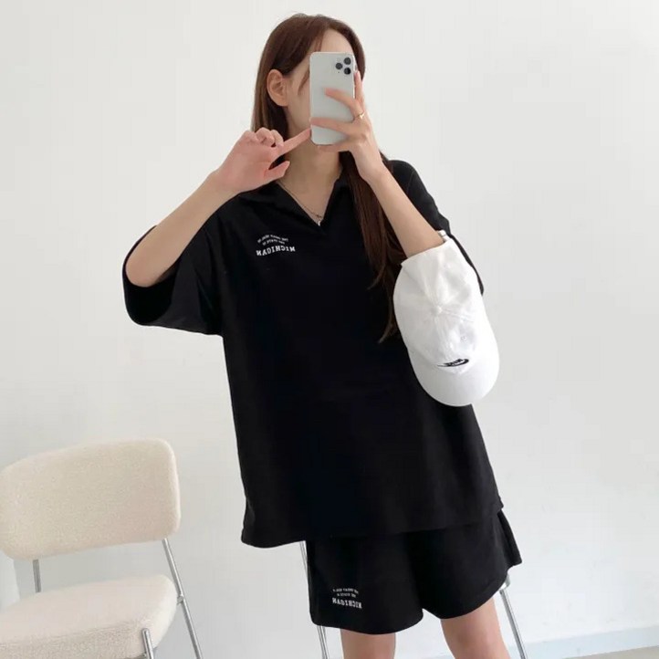 스타일닥터 여자 여름 반팔 반바지 순면 세트 캐주얼 얇은 옷 박시 캐주얼 세트 투피스 T01156