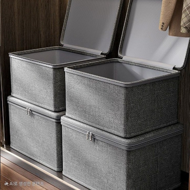 레디박스 대용량 손상 걱정없는 지퍼 커버형 다용도 수납 이불 의류 옷 정리함, 4개, 딥그레이