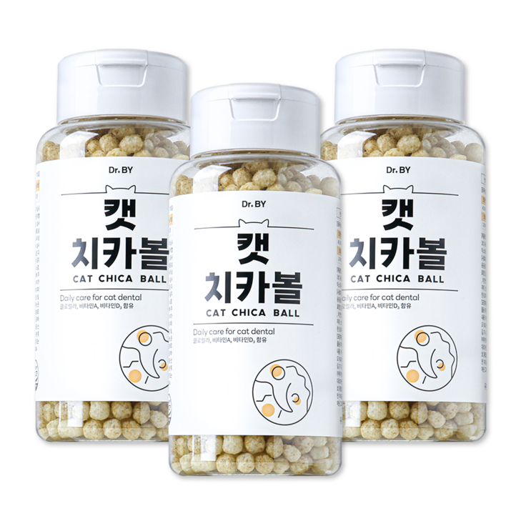 닥터바이 캣치카볼 고양이 구강 간식 치태 관리, 3세트, 30g, 우유 닥터바이 캣치카볼 고양이 구강 간식 치태 관리, 3세트, 30g, 우유