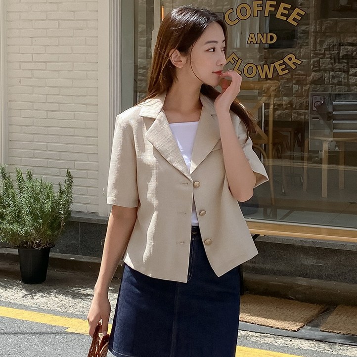 리얼코코 여성 반팔 여름 포켓 자켓 S192314