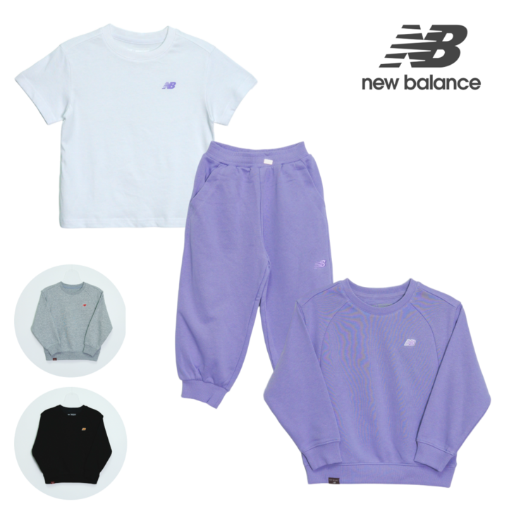 뉴발란스 키즈 남아 여아 라운드 스웨트 3PCS 긴팔 반팔 상하의세트 셋업