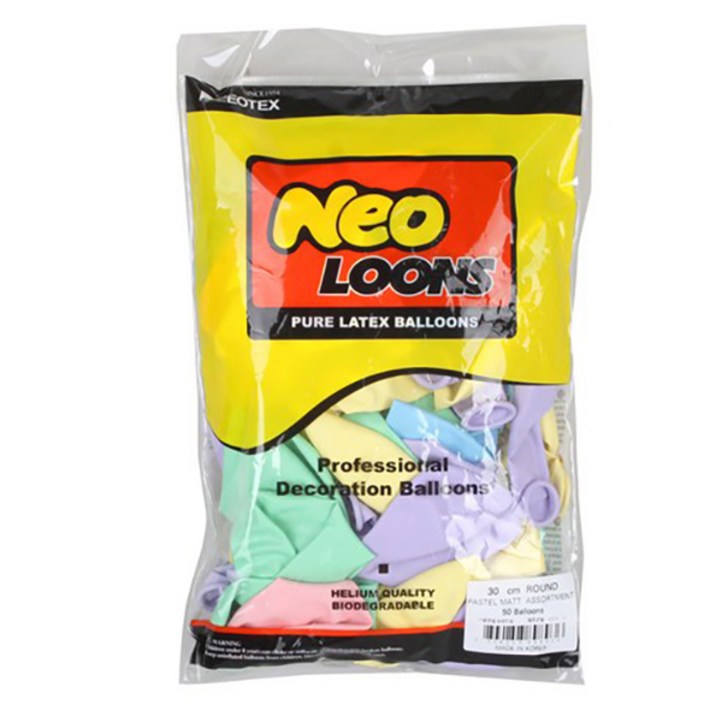 네오룬스 라운드 파스텔 매트 풍선 30cm x 50p, 5 colors Mix, 2개 네오룬스 라운드 파스텔 매트 풍선 30cm x 50p, 5 colors Mix, 2개