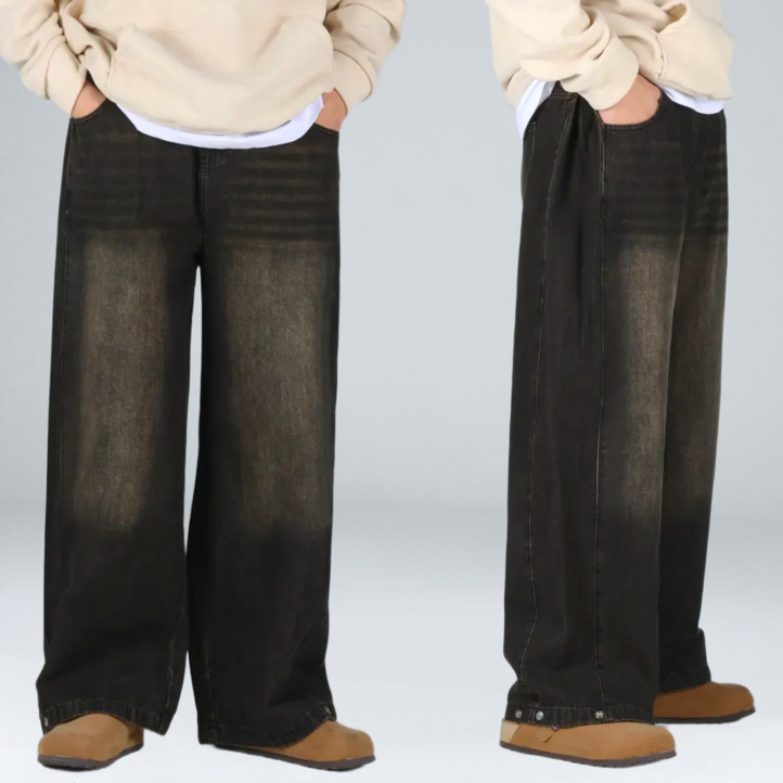 남자 청바지 사이드턱 벌룬 데님 팬츠 밴딩 와이드 청바지 66831