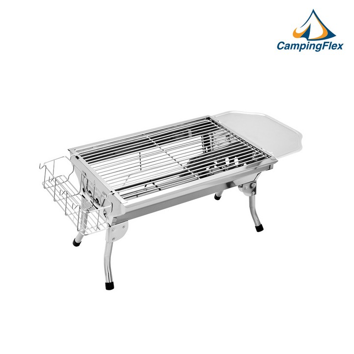(캠핑플렉스) 플렉스 그릴 접이식 스테인레스 바베큐그릴 야외용 캠핑화로대 BBQ 용품 숯불구이 숯불그릴 화로대, 1개