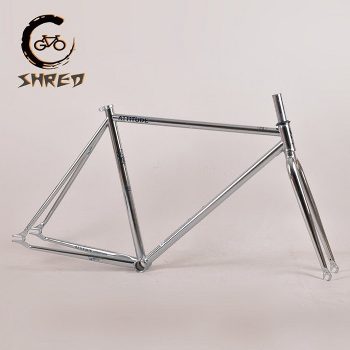 700c 고정 기어 자전거 프레임 세트 52cm 실버 전기 도금 크롬 몰리브덴 스틸 트랙 고정 프레임 고품질 자전거 부품