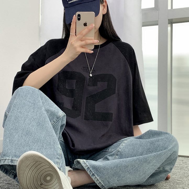 티데일리 남녀공용 넘버 나그랑 오버핏 반팔 티셔츠