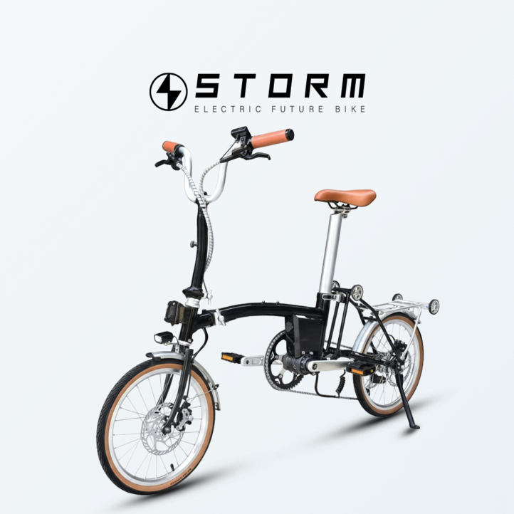 2026년 신제품 스톰BRS 36V 15AH 미드모터 접이식 트라이폴드 미니벨로 출퇴근 레트로 전기자전거