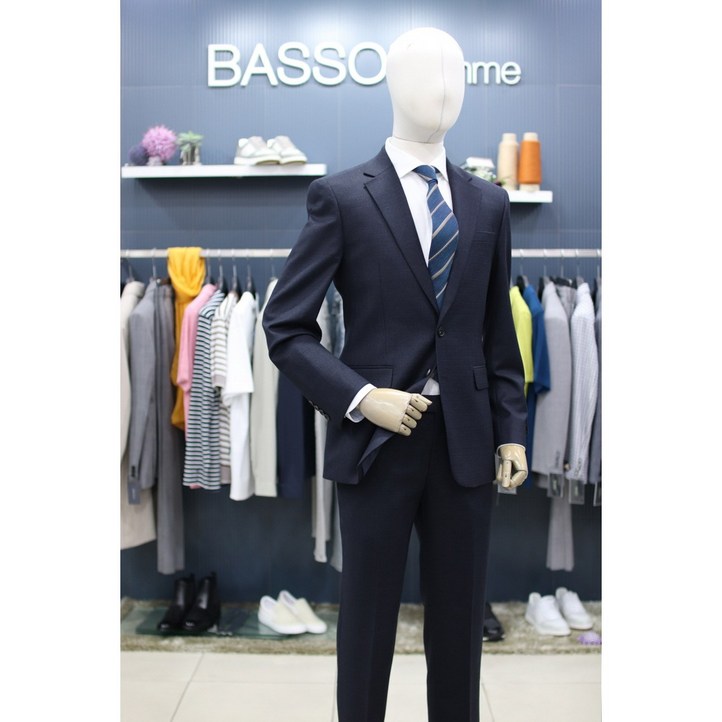 바쏘옴므 정장 WY3JT36NY 네이비 울 캐시미어 순모 슬림핏 수트